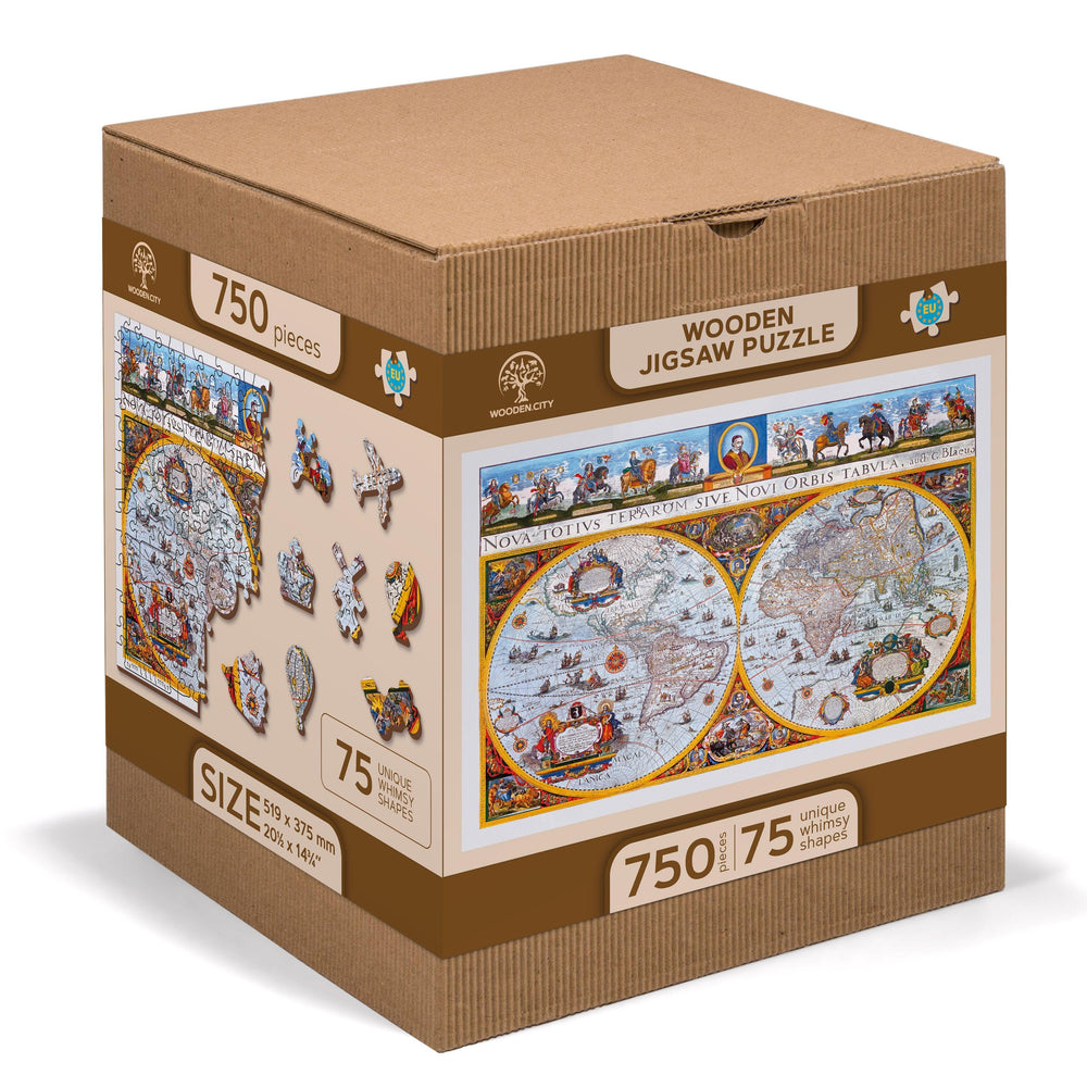 Nova Terrarum Antique Map 750 Piece Wood Jigsaw Puzzle Wooden City (ONLINE ORDER ONLY)