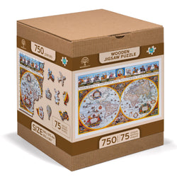 Nova Terrarum Antique Map 750 Piece Wood Jigsaw Puzzle Wooden City (ONLINE ORDER ONLY)