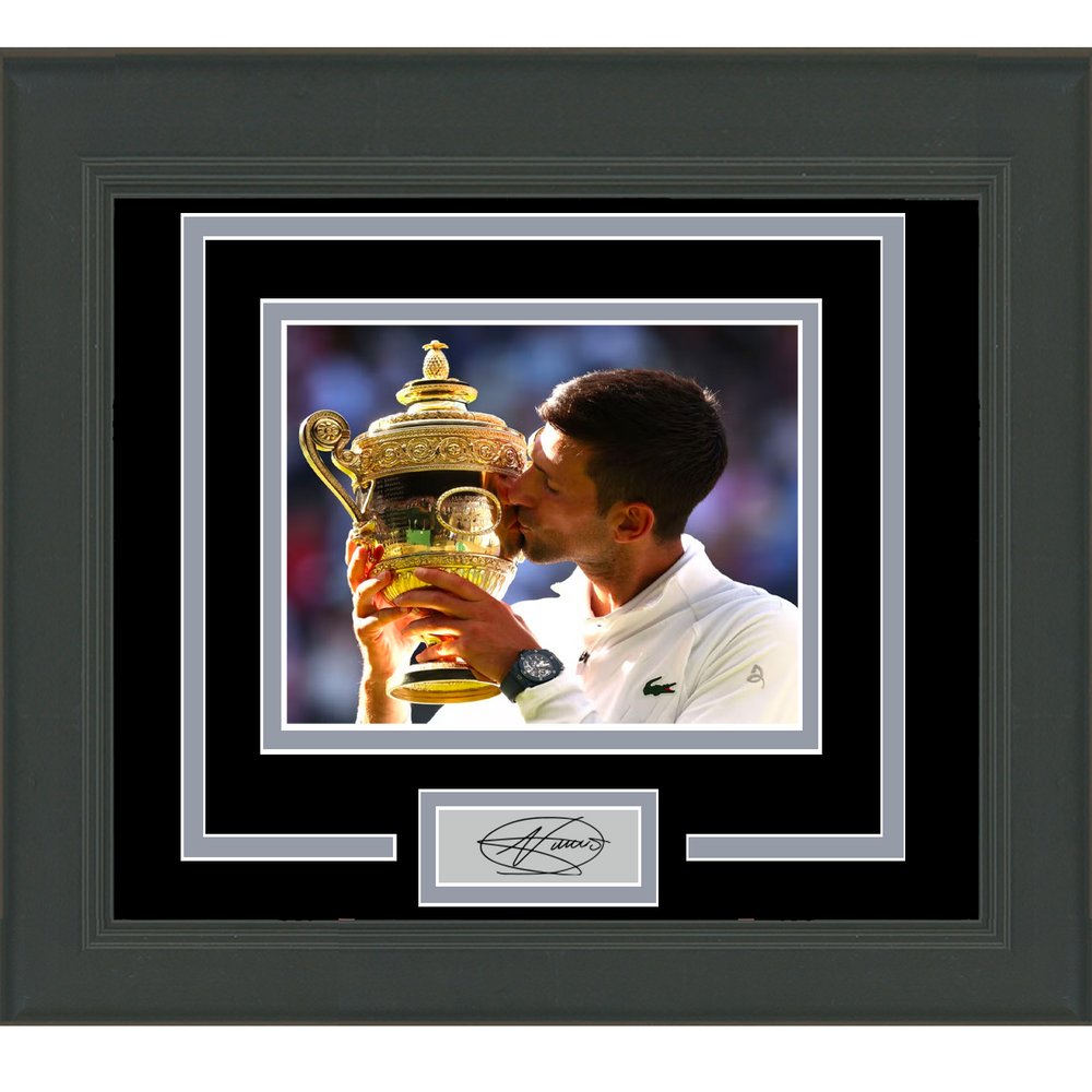 Framed Novak Djokovic Facsimile Laser Engraved Signature Auto Wimbledon 11x14 Tennis Photo (ONLINE ORDER ONLY)