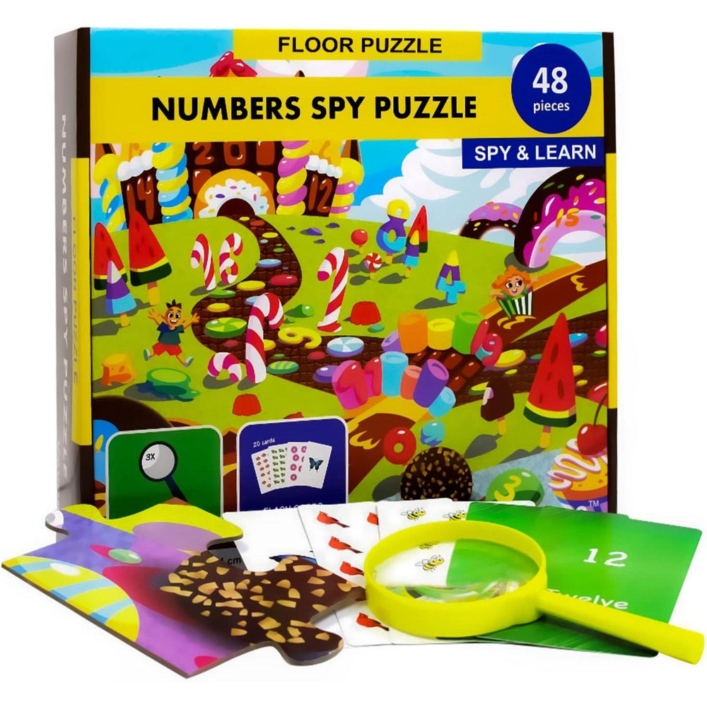Numbers Spy 48 Piece Floor Jigsaw Puzzle with Flashcards & Magnifying Glass (ONLINE ORDER ONLY)