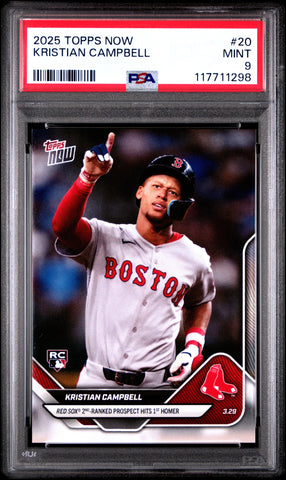 Graded 2025 Topps Now Kristian Campbell #20 Rookie RC Baseball Card PSA 9 Mint (ONLINE ORDER ONLY)