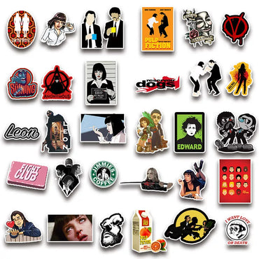 100 Classic Movie Graffiti Stickers Pulp Fiction Godfather and Other Best Selling Notebook Luggage Guitar Stickers (ONLINE ORDER ONLY)