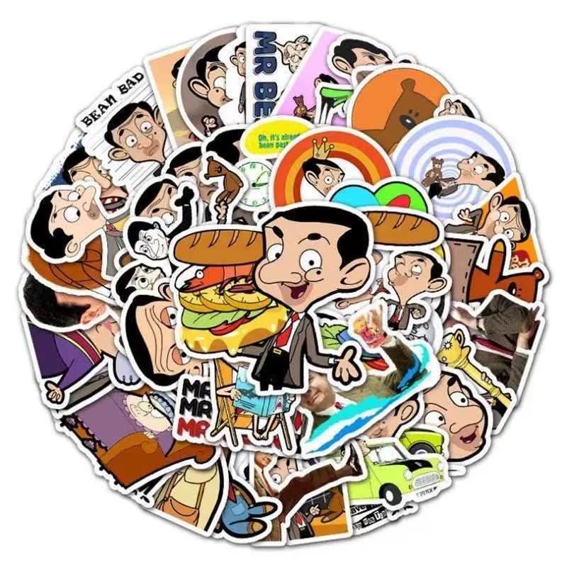 Mr Bean Stickers 50 Pieces Cute Funny Cartoon Mr Bean Classic Movie Animation Image Waterproof Stickers (ONLINE ORDER ONLY)