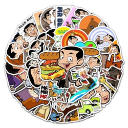 Mr Bean Stickers 50 Pieces Cute Funny Cartoon Mr Bean Classic Movie Animation Image Waterproof Stickers (ONLINE ORDER ONLY)