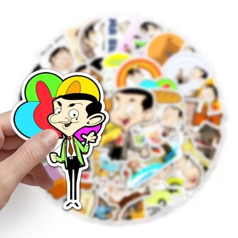 Mr Bean Stickers 50 Pieces Cute Funny Cartoon Mr Bean Classic Movie Animation Image Waterproof Stickers (ONLINE ORDER ONLY)