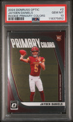 Graded 2024 Panini Donruss Optic Jayden Daniels #2 Primary Colors Rookie RC Football Card PSA 10 Gem Mint (ONLINE ORDER ONLY)
