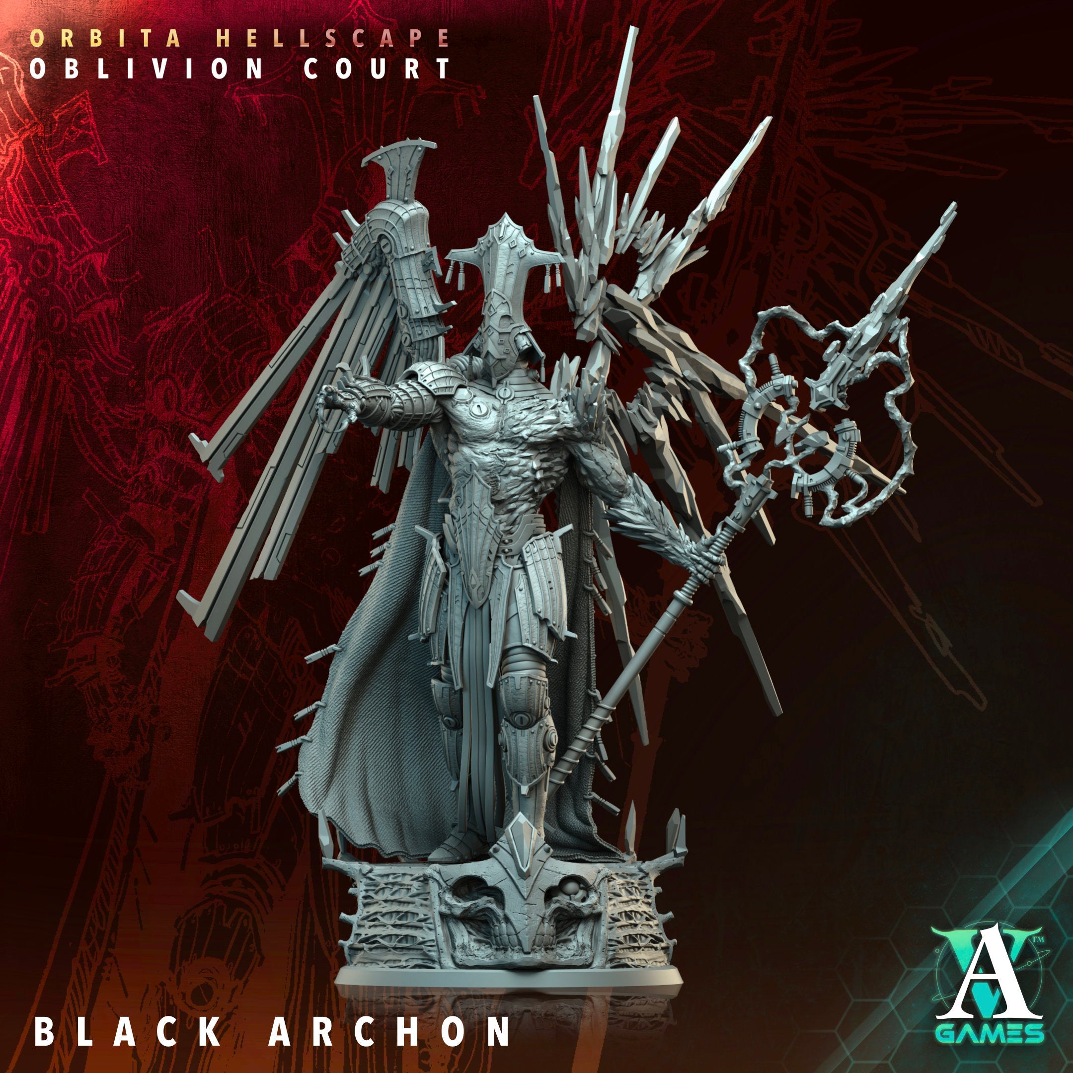 3D Printed Archvillain Games The Black Archon Orbita Hellscape Oblivion Court 28 32mm D&D (Online Only)