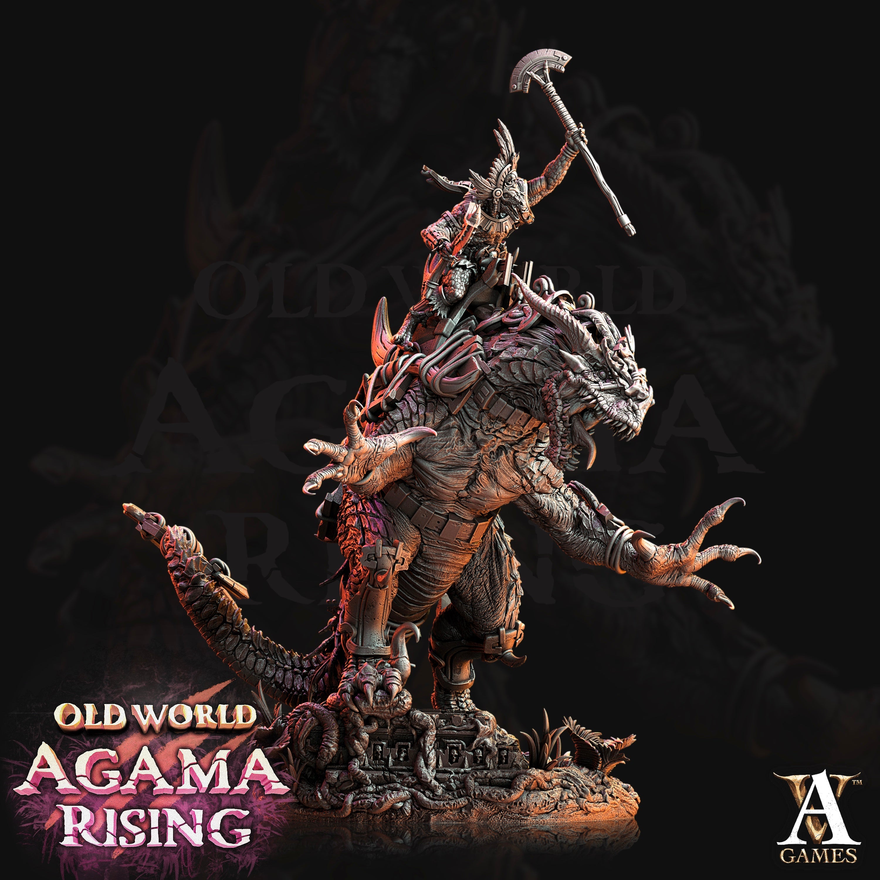 3D Printed Archvillain Games Old World Agama Rising - Mankutter Fleshripper Rider 28mm 32mm D&D (Online Only)