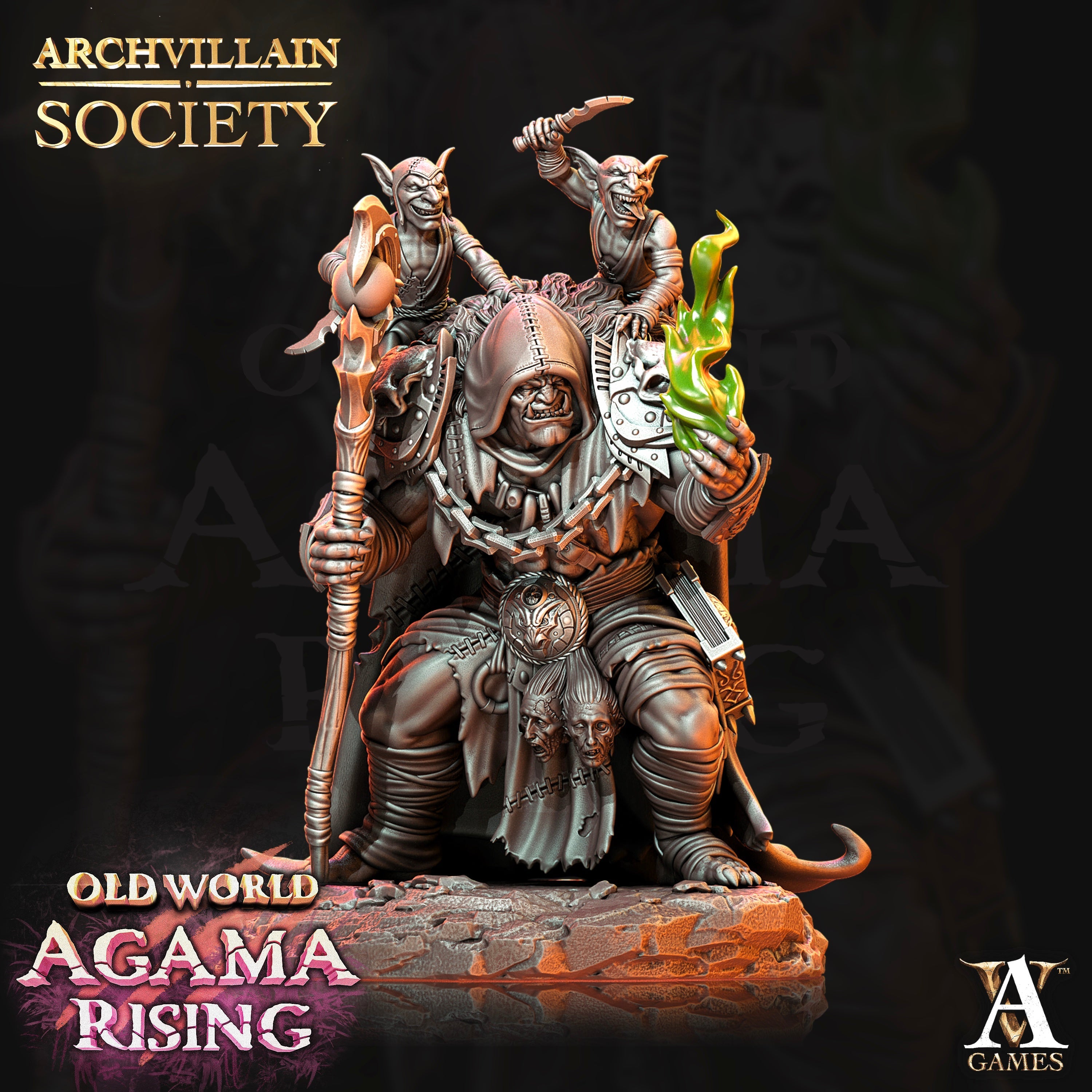 3D Printed Archvillain Games - Spoguk Orc Warlock 28mm 32mm D&D (Online Only)