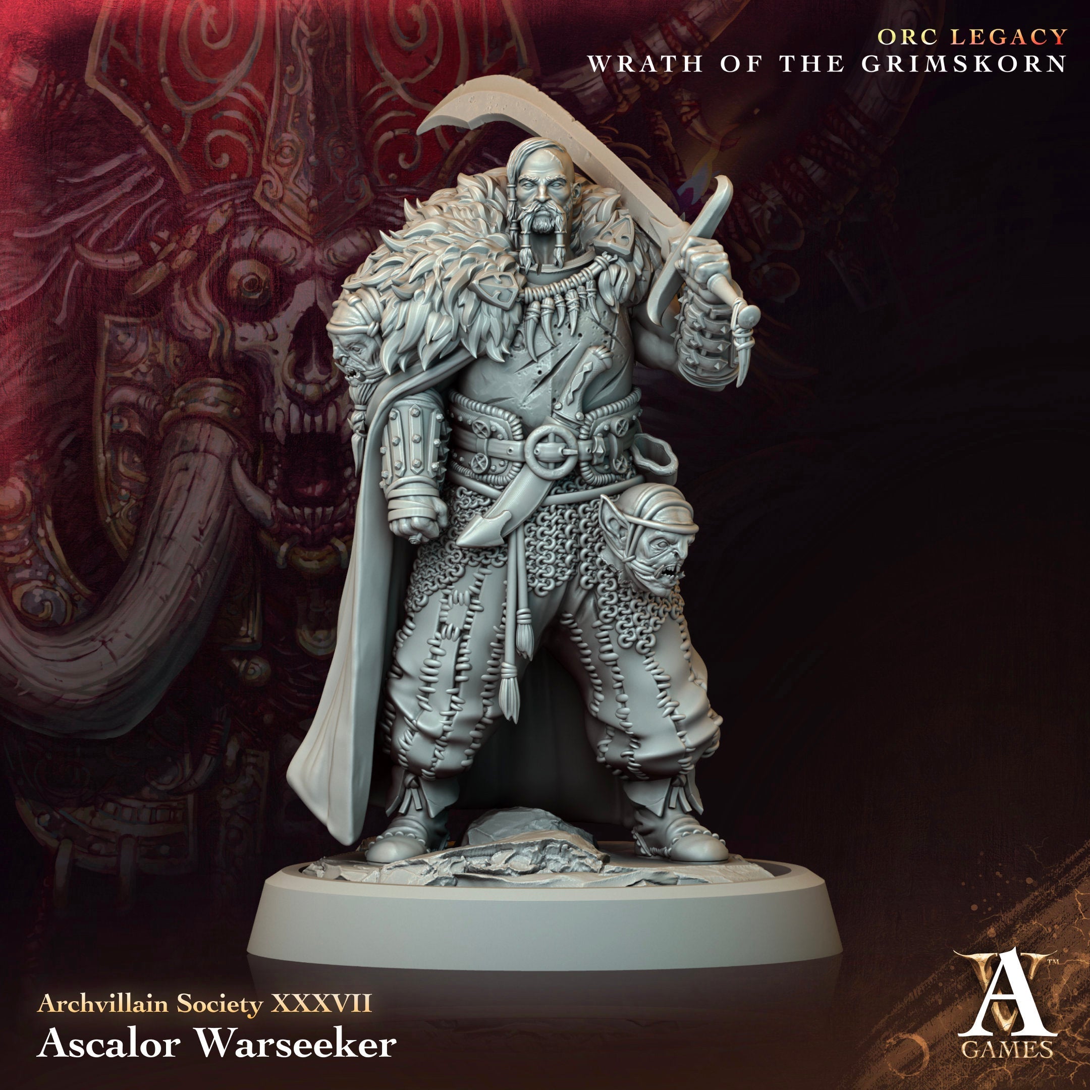 3D Printed Archvillain Games Ascalor Warseeker Archvillain Society Vol XXXVII 28 32mm D&D (Online Only)