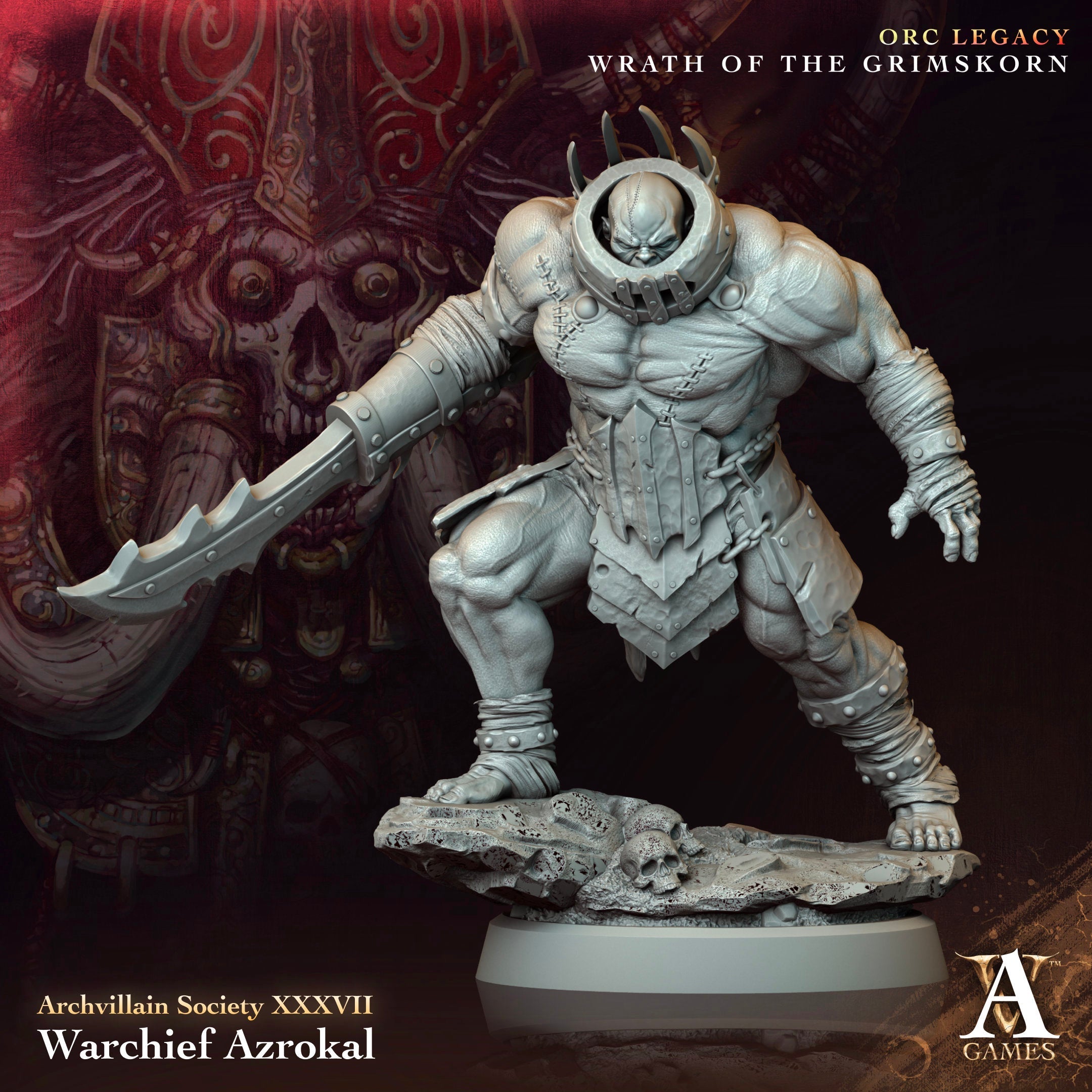 3D Printed Archvillain Games Warchief Azrokal Archvillain Society Vol XXXVII 28 32mm D&D (Online Only)