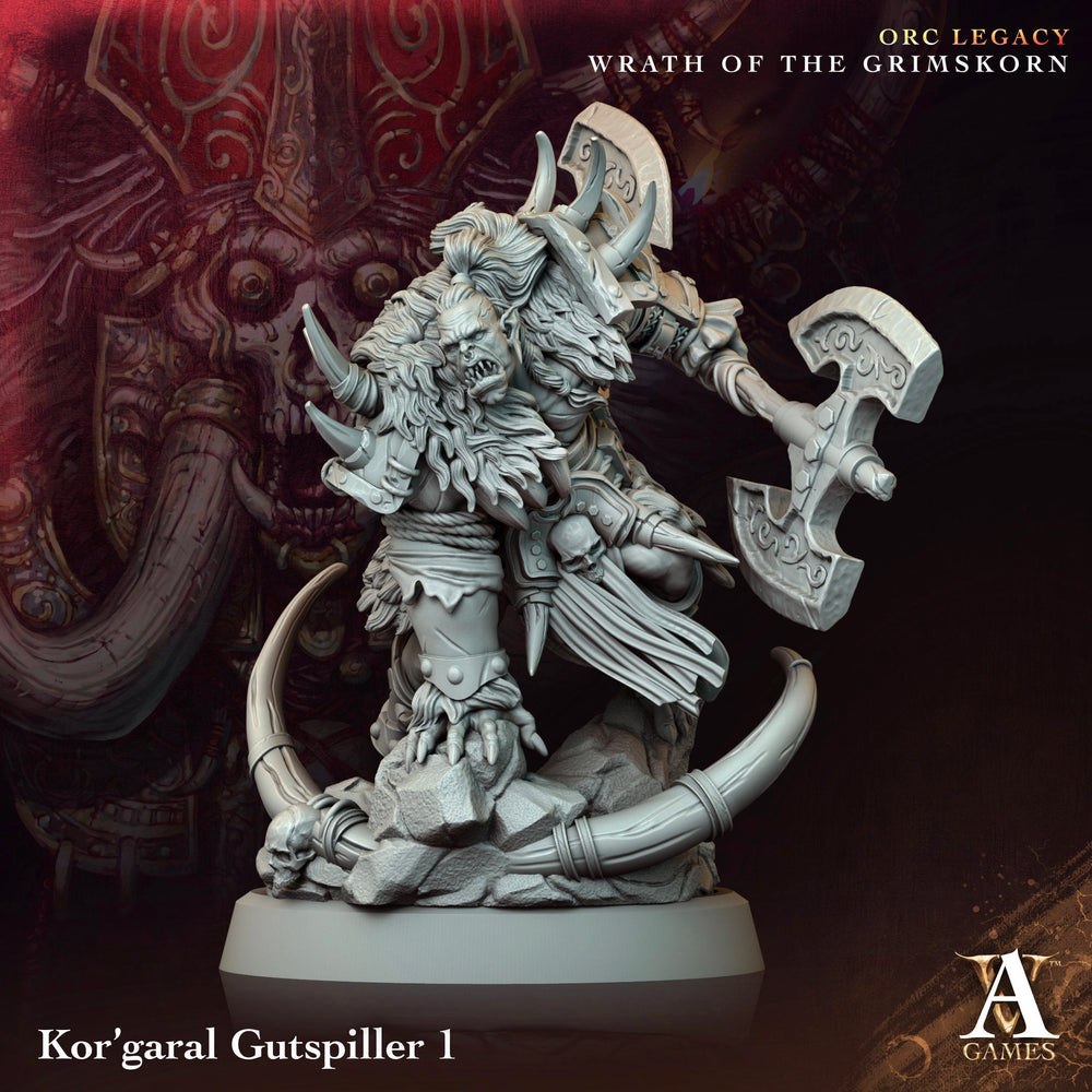 3D Printed Archvillain Games Kor’garal Gutspiller Orc Legacy Wrath of the Grimskorn 28 32mm D&D (Online Only)
