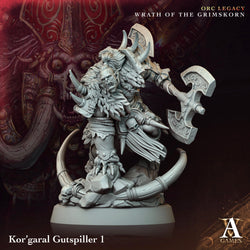 3D Printed Archvillain Games Kor’garal Gutspiller Orc Legacy Wrath of the Grimskorn 28 32mm D&D (Online Only)