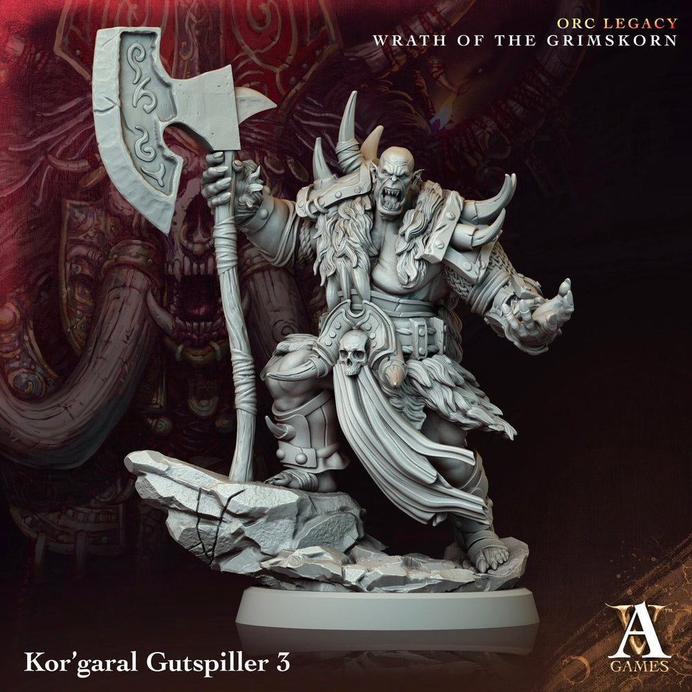 3D Printed Archvillain Games Kor’garal Gutspiller Orc Legacy Wrath of the Grimskorn 28 32mm D&D (Online Only)