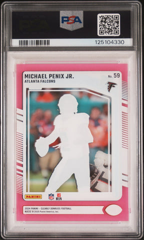 Graded 2024 Panini Clearly Donruss Michael Penix Jr #59 Pink Rookie RC Football Card PSA 10 Gem Mint (ONLINE ORDER ONLY)