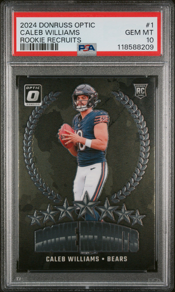 Graded 2024 Panini Donruss Optic Caleb Williams #1 Rookie Recruits Rookie RC Football Card PSA 10 Gem Mint (ONLINE ORDER ONLY)