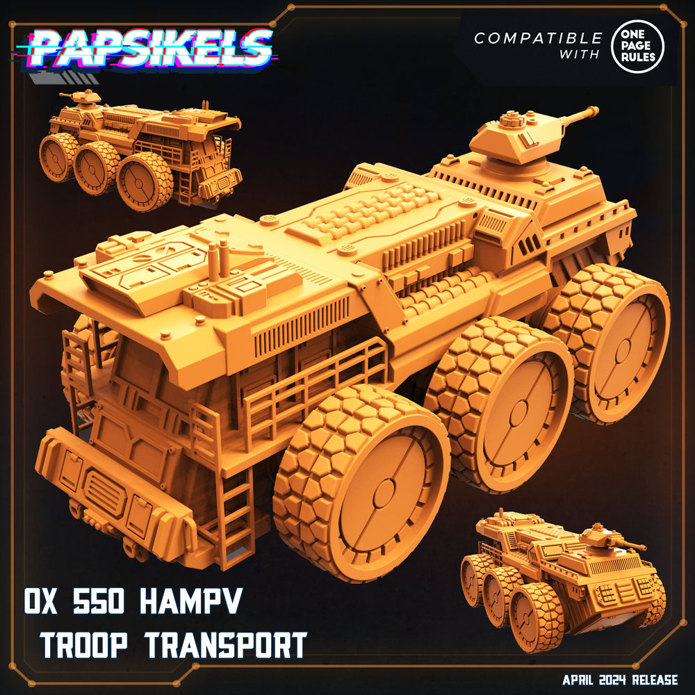 3D Printed Papsikels Ox 550 Hampv Troop Transport Democracy Troopers SciFi Set 28mm 32mm (Online Only)