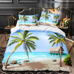 Ocean Beach Coconut tree Sea Bedding Sets Quilt Cover Without Filler (Online Order Only)