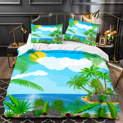 Ocean Beach Coconut tree Sea Bedding Sets Quilt Cover Without Filler (Online Order Only)