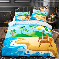 Ocean Beach Coconut tree Sea Bedding Sets Quilt Cover Without Filler (Online Order Only)