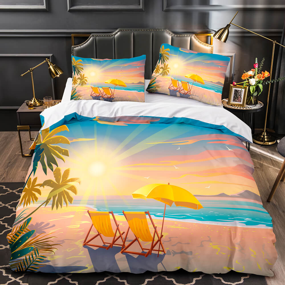 Ocean Beach Coconut tree Sea Bedding Sets Quilt Cover Without Filler (Online Order Only)