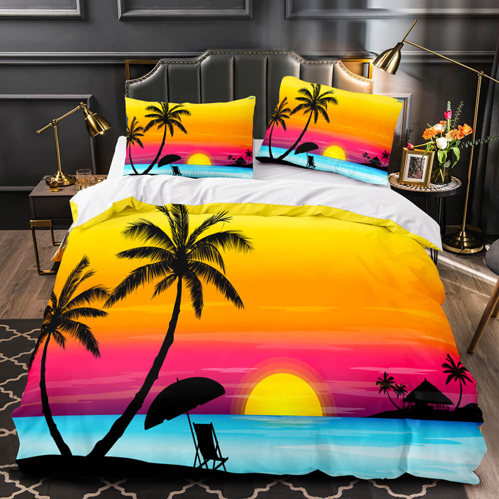 Ocean Beach Coconut tree Sea Bedding Sets Quilt Cover Without Filler (Online Order Only)
