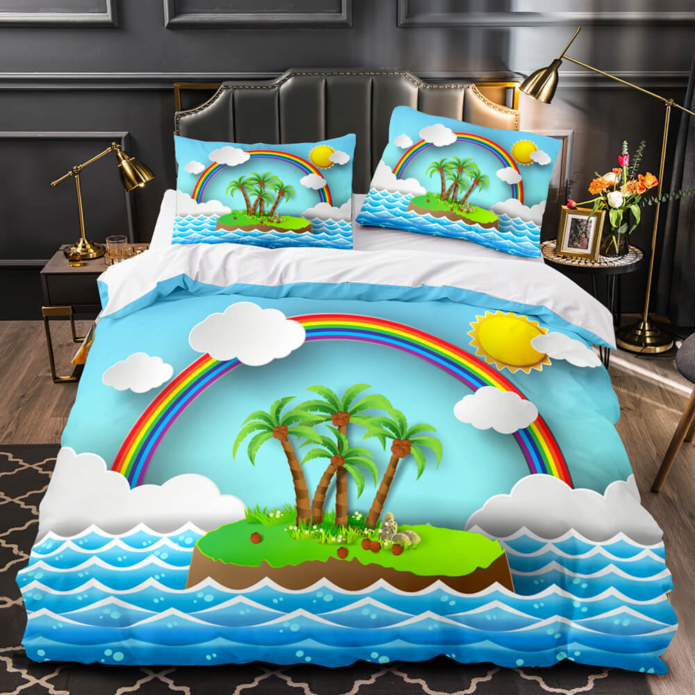 Ocean Beach Coconut tree Sea Bedding Sets Quilt Cover Without Filler (Online Order Only)