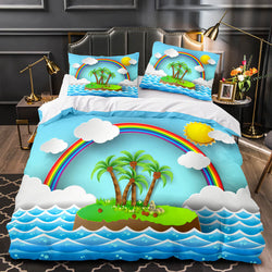 Ocean Beach Coconut tree Sea Bedding Sets Quilt Cover Without Filler (Online Order Only)