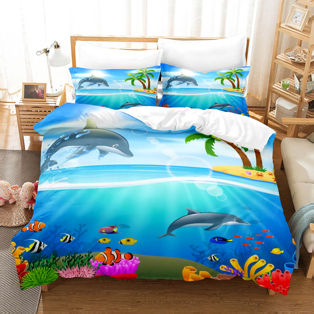 Ocean Dolphin Bedding Set Quilt Cover Without Filler (Online Order Only)