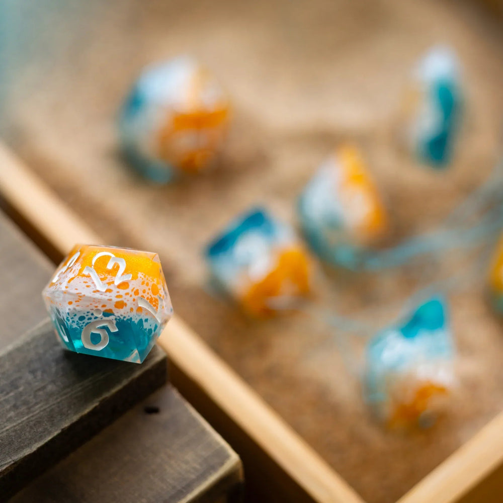 Ocean Sunset Handmade Resin DND Dice Set (ONLINE ORDER ONLY)