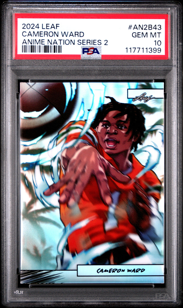 Graded 2024 Leaf Cam Ward #AN2B43 Anime Nation Series 2 /99 Football Card PSA 10 Gem Mint (ONLINE ORDER ONLY)
