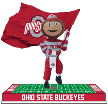 Brutus Buckeye Ohio State Buckeyes Flag Bobblehead (Presale) (ONLINE ORDER ONLY)