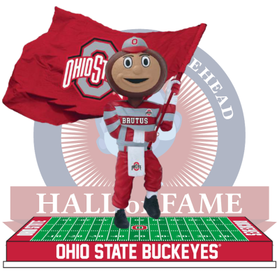 Brutus Buckeye Ohio State Buckeyes Flag Bobblehead (Presale) (ONLINE ORDER ONLY)