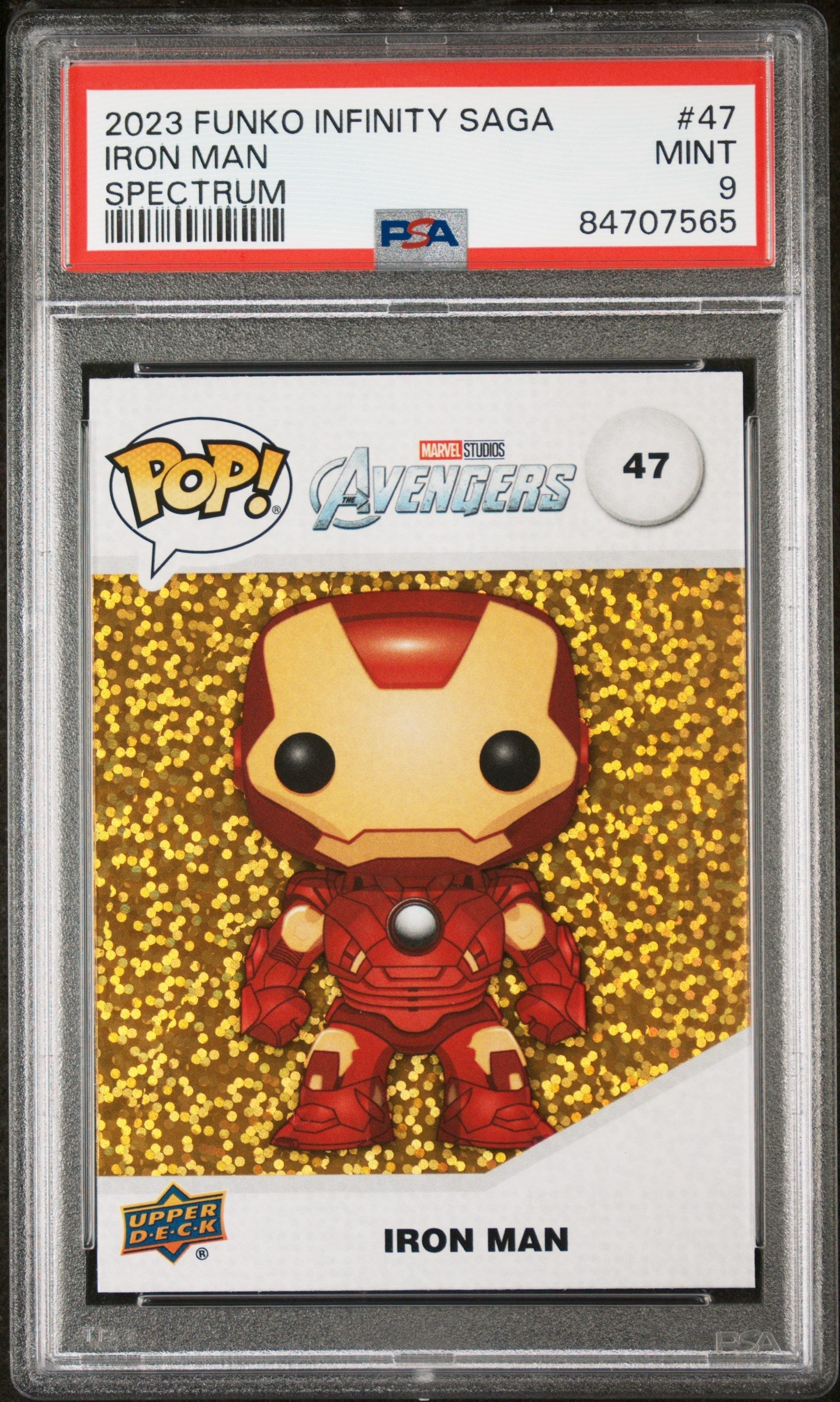 2023 UPPER DECK FUNKO POP MARVEL  IRON MAN SPECTRUM #47  PSA 9 (Online Order Only)