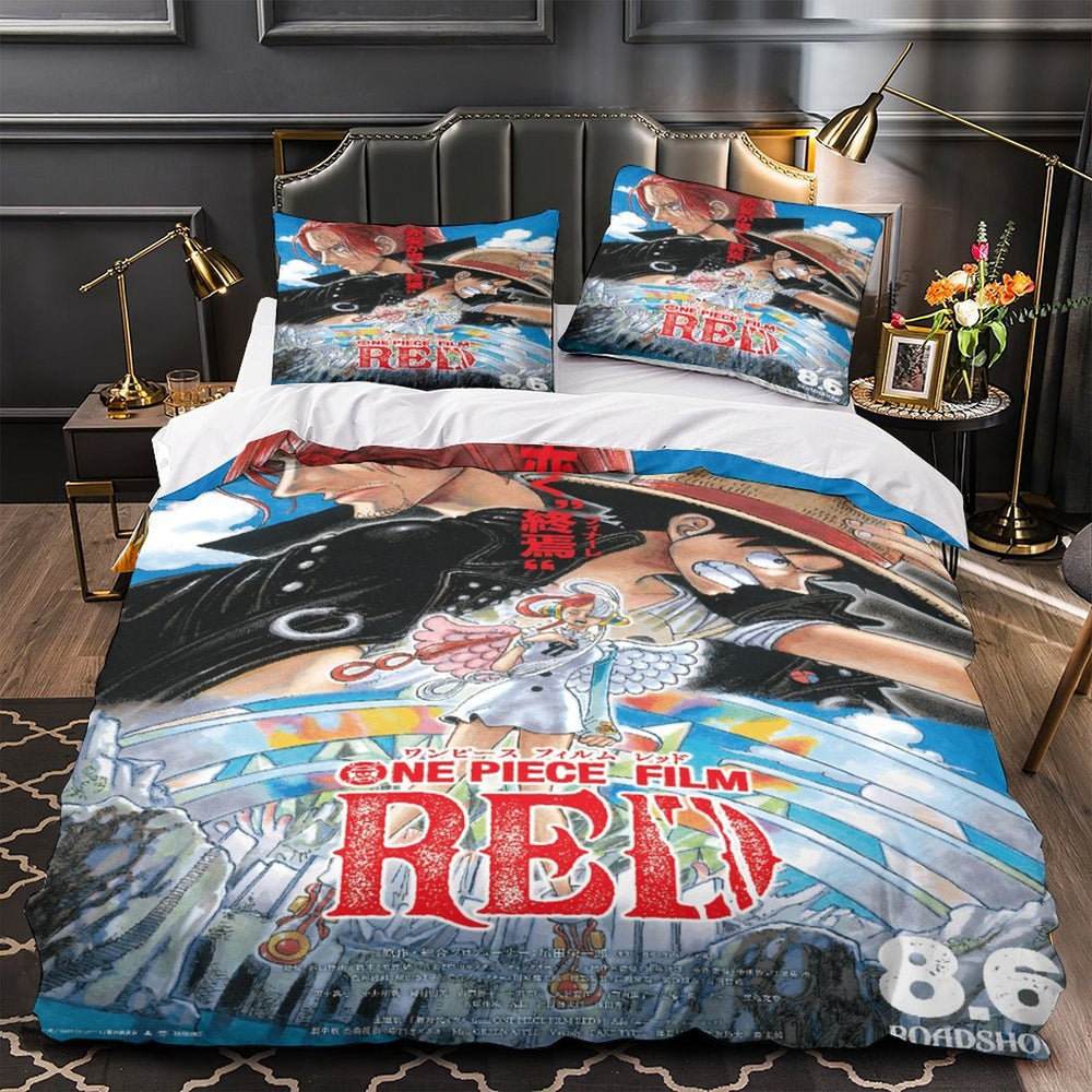 One Piece Film Red Bedding Set Kids Quilt Duvet Cover Without Filler (Online Order Only)