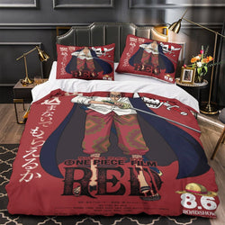 One Piece Film Red Bedding Set Pattren Quilt Duvet Cover Without Filler (Online Order Only)