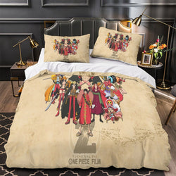 One Piece Film Red Bedding Set Pattren Quilt Duvet Cover Without Filler (Online Order Only)