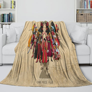 One Piece Film Red Blanket Pattern Flannel Throw Room Decoration (Online Order Only)