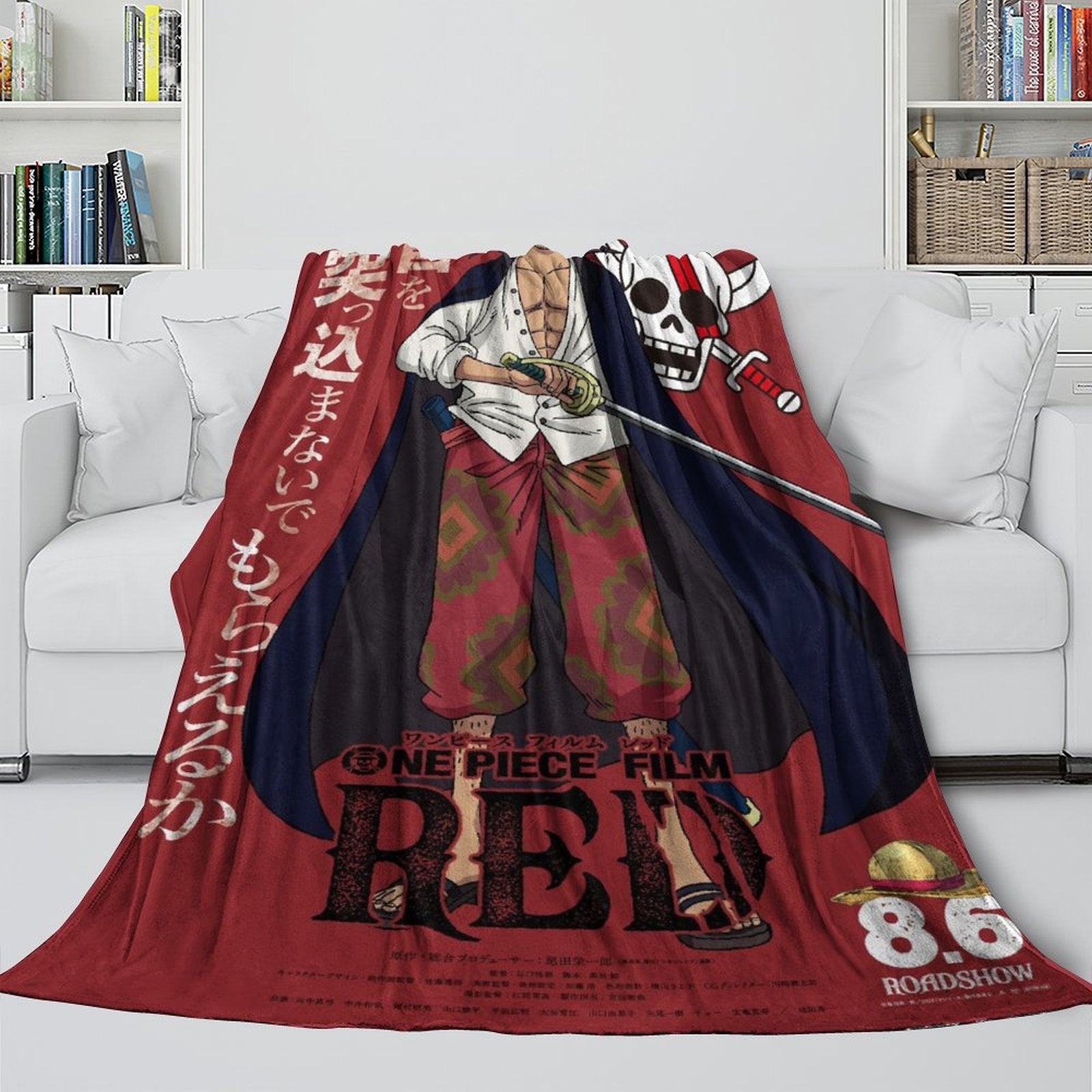 One Piece Film Red Blanket Pattern Flannel Throw Room Decoration (Online Order Only)