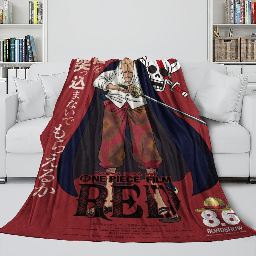 One Piece Film Red Blanket Pattern Flannel Throw Room Decoration (Online Order Only)