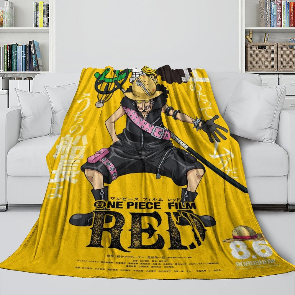 One Piece Film Red Blanket Pattern Flannel Throw Room Decoration (Online Order Only)