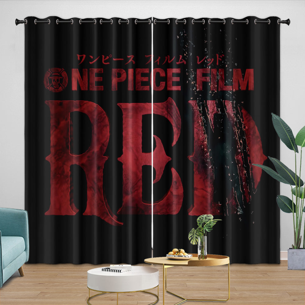 One Piece Film Red Curtains Blackout Window Drapes Kids Room Decoration (Online Order Only)