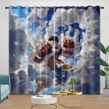 One Piece Film Red Curtains Blackout Window Drapes Kids Room Decoration (Online Order Only)