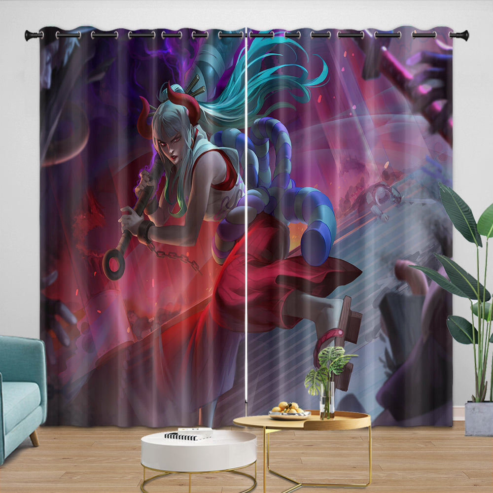 One Piece Film Red Curtains Blackout Window Drapes Kids Room Decoration (Online Order Only)