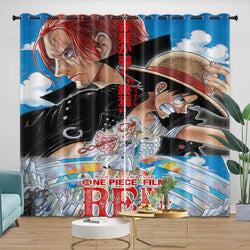 One Piece Film Red Curtains Pattern Blackout Window Drapes Room Decoration (Online Order Only)