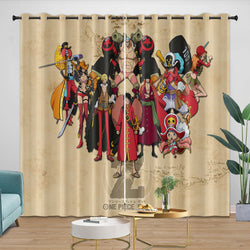 One Piece Film Red Curtains Pattern Blackout Window Drapes Room Decoration (Online Order Only)