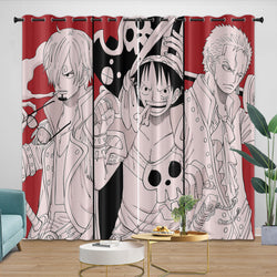 One Piece Film Red Curtains Pattern Blackout Window Drapes Room Decoration (Online Order Only)