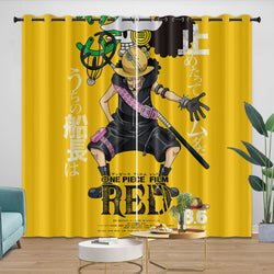 One Piece Film Red Curtains Pattern Blackout Window Drapes Room Decoration (Online Order Only)