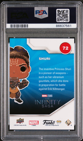 2023 UPPER DECK FUNKO POP MARVEL  SHURI GOLD #72  PSA 10 (Online Order Only)