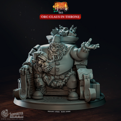 3D Printed Cast n Play Orc Claus in Throne Holiday Horde Set 28mm 32mm D&D (Online Only)